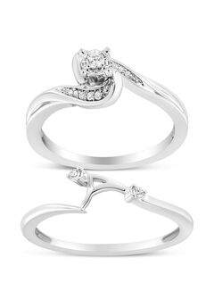 Silver 1/10 Cttw Diamond Swirl And Bypass Bridal Set