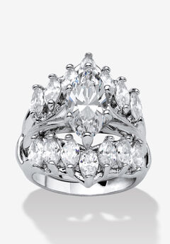 5.98 Tcw Marquise-Cut Cubic Zirconia Jacket Bridal Set In Silvertone