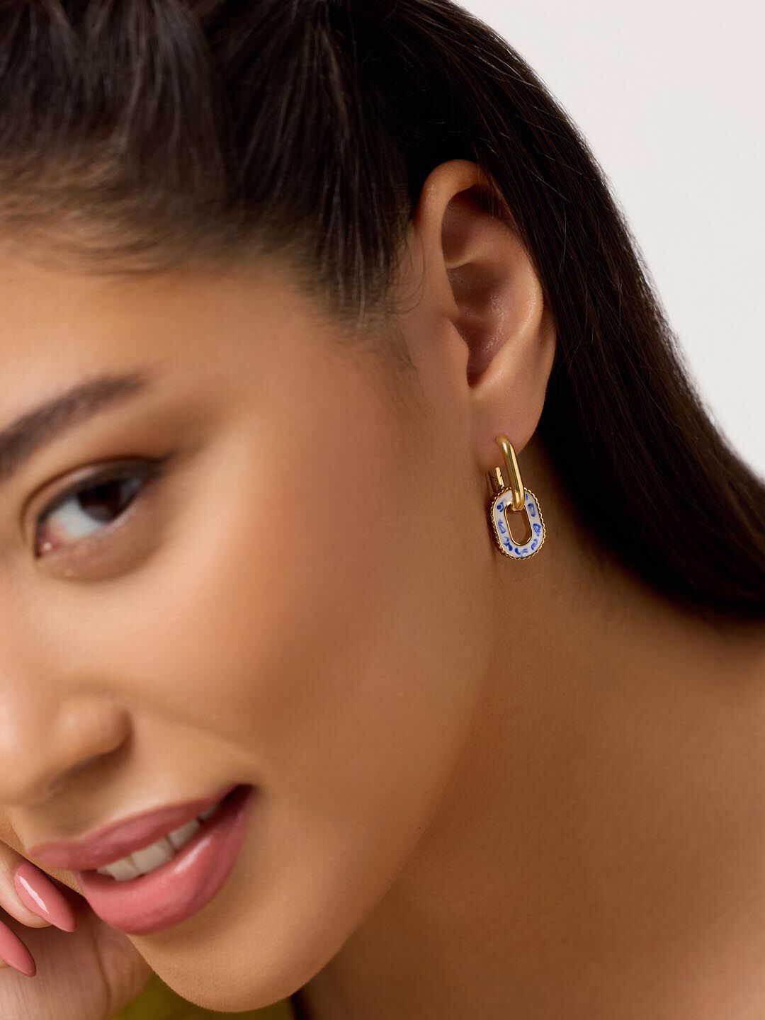 Double Hoop Earrings - Ash Double, MARBLE BLUE, alternate image number 2