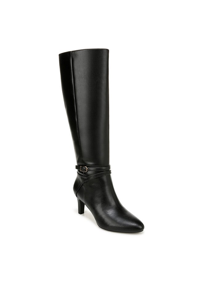Guild Tall Wide Calf Boot, BLACK FAUX LEATHER, hi-res image number 0
