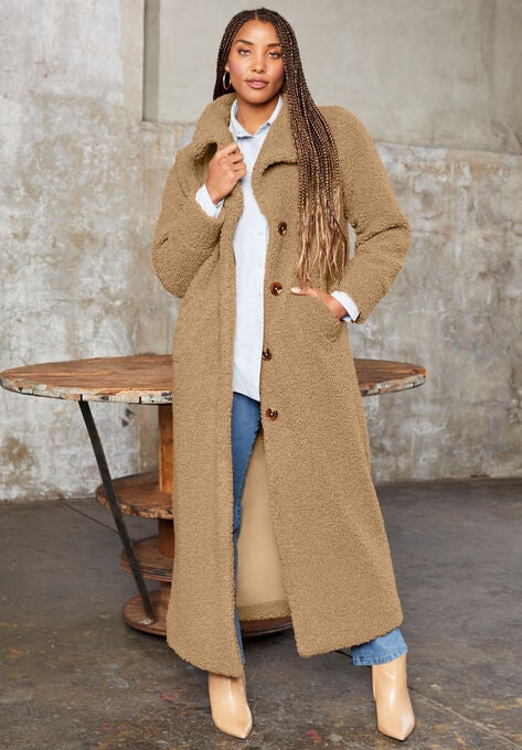 Maxi Teddy Fleece Coat, SOFT CAMEL, hi-res image number null