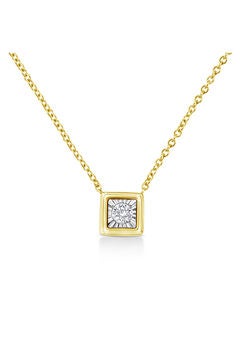 Yellow Gold Over Silver 1/10 Cttw Diamond Pendant Necklace - Choice Of Shape