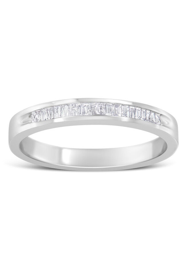 Sterling Silver Diamond Channelset Stackable Band Ring, , alternate image number null