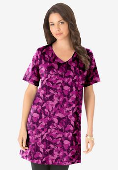 Plus Size Cotton Short Sleeve V-Neck Ultimate Tunic