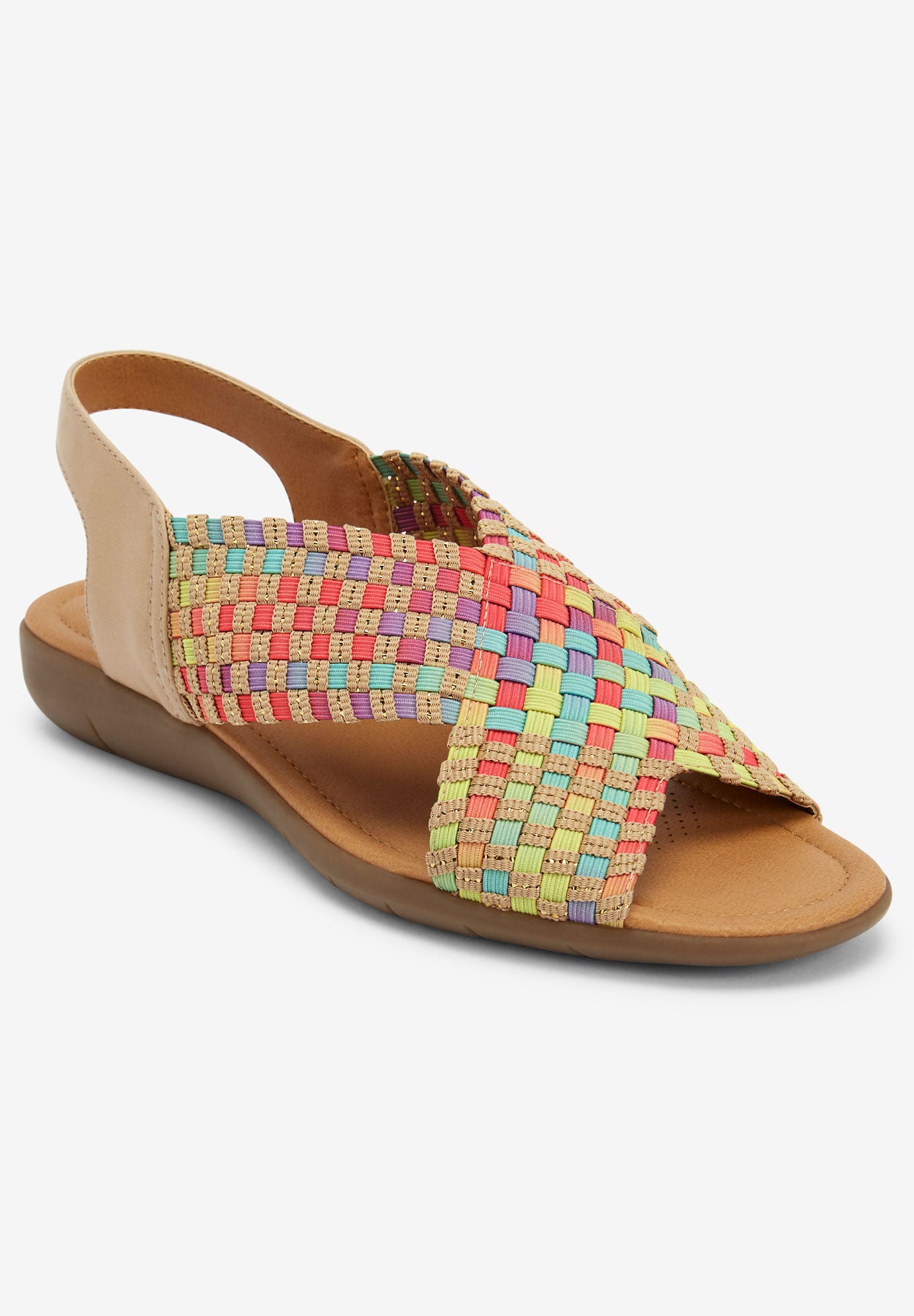 Stretch Fit Celestia Sling Sandal Skid Resistant Multi Pastel Woman Within