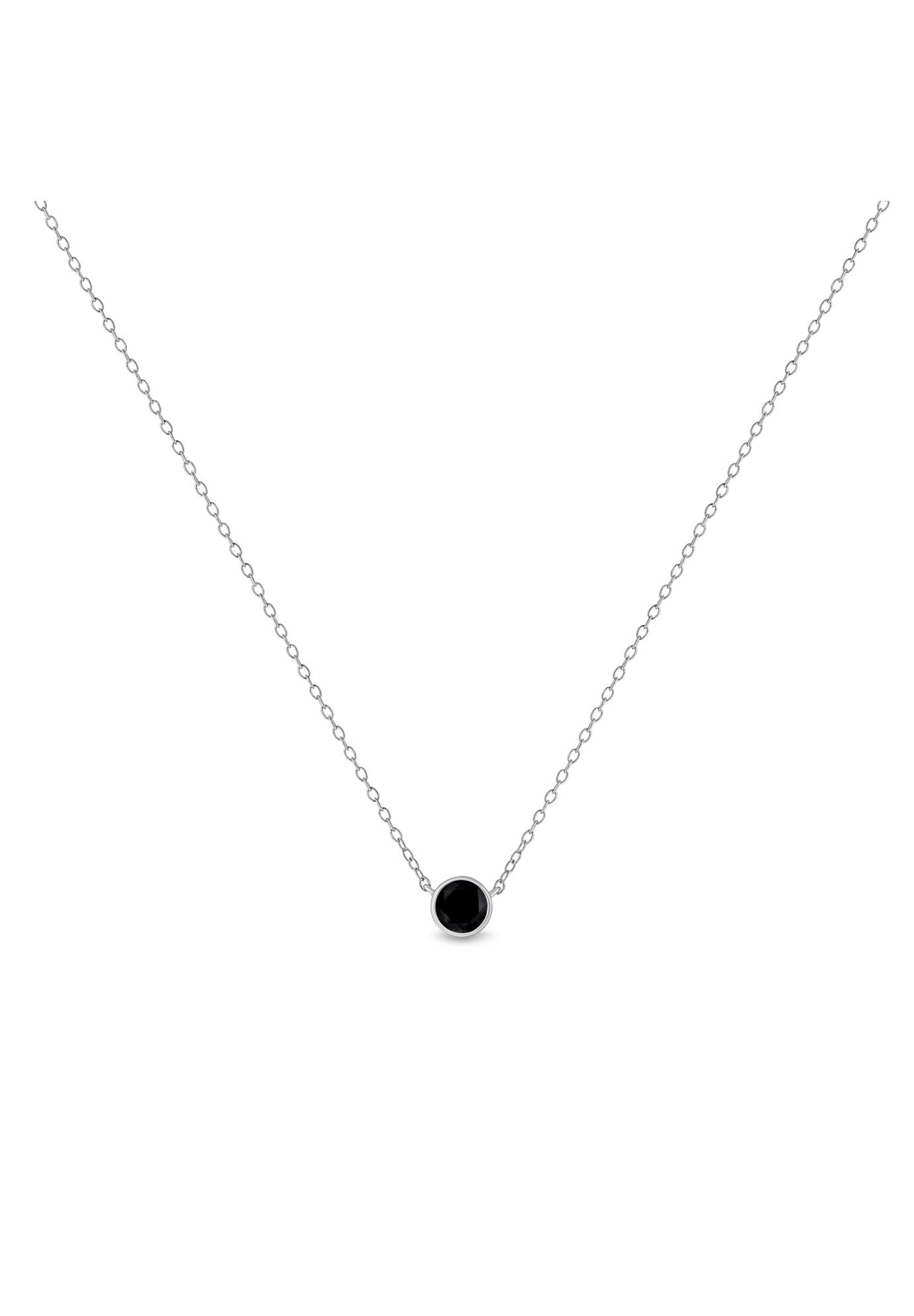 Silver 1/2 Cttw Black Diamond Bezel Solitaire 18 inches Pendant Necklace, , on-hover image number 1
