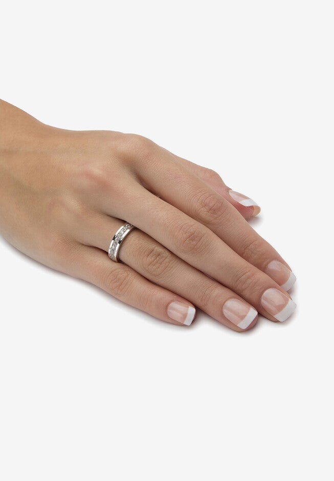 4.80 Cttw. 2-Piece Round Cubic Zirconia Sterling Silver Wedding Ring Set, , alternate image number null
