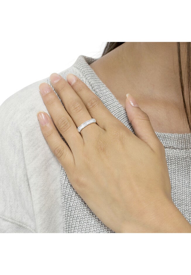 Sterling Silver Baguette Cut Diamond Channel Set Wedding Ring, , alternate image number 4