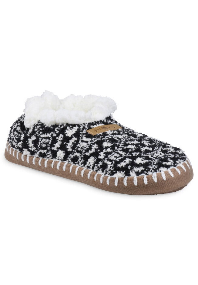 Womens Cozee Yarn Mocassin With Sidewall Mocassin Slipper By Gaahuu, BLACK NORDIC, hi-res image number null