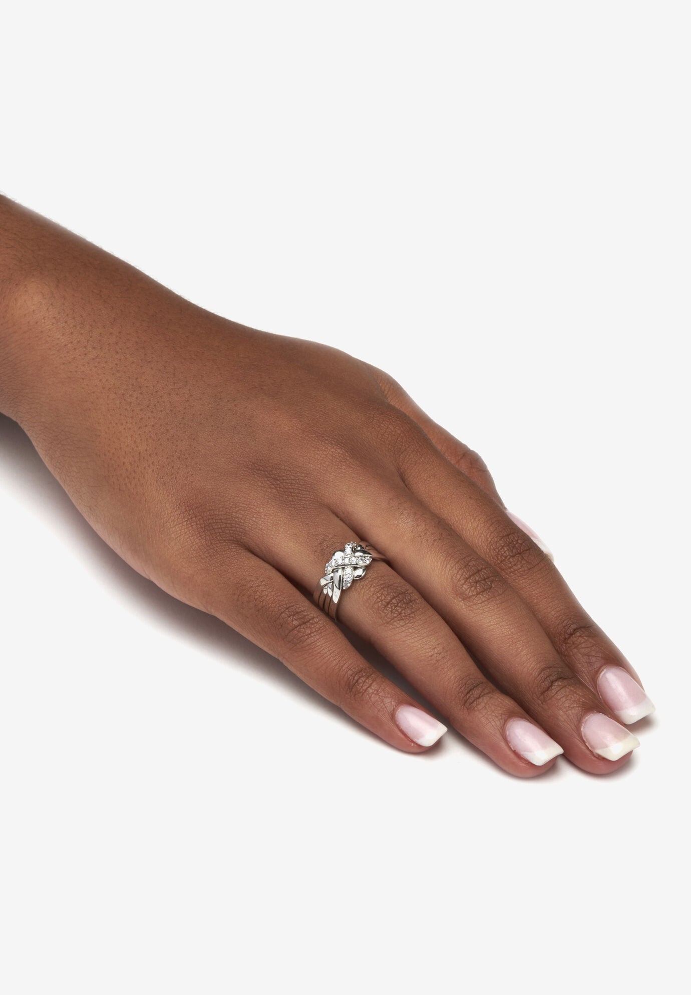 .27 Tcw Round Cubic Zirconia Platinum-Plated Puzzle Ring, , alternate image number 2