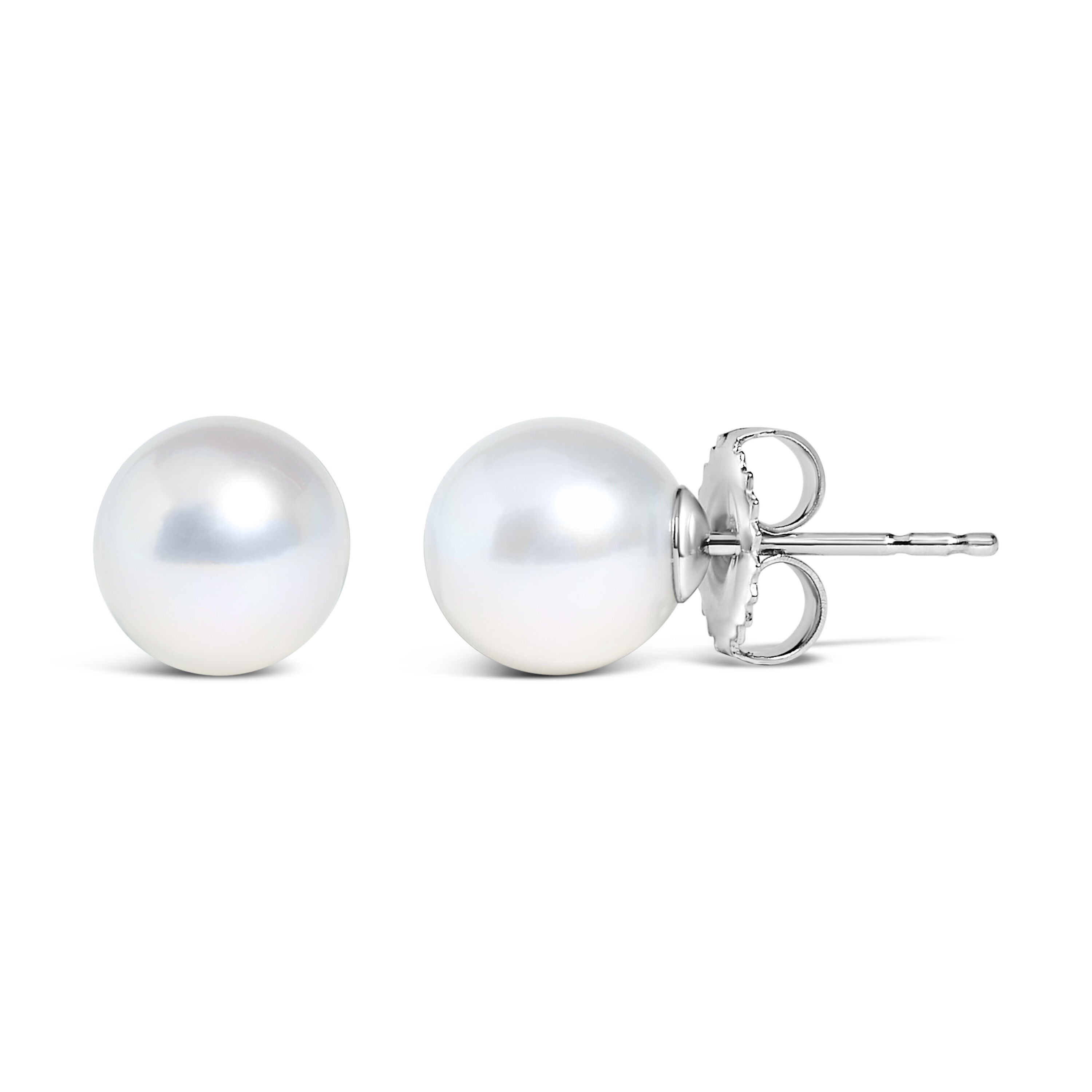 14K Gold Cultured Freshwater Pearl Solitaire Stud Earrings, WHITE, hi-res image number 0