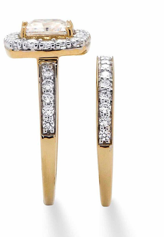 18K Gold & Sterling Silver Cubic Zirconia Set, , on-hover image number 1
