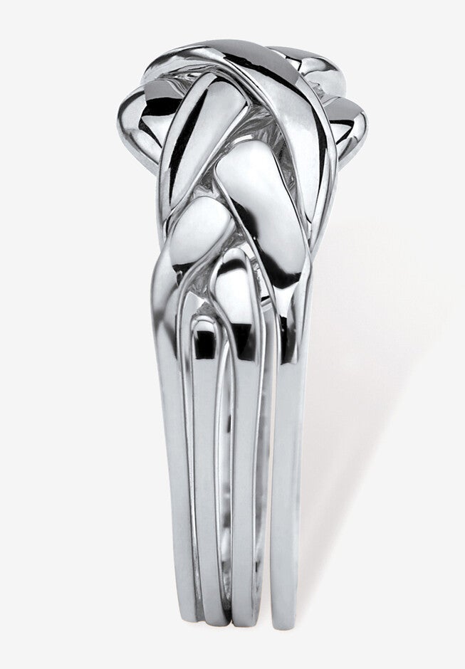 Platinum-Plated Commitment Symbol Puzzle Ring, , on-hover image number null