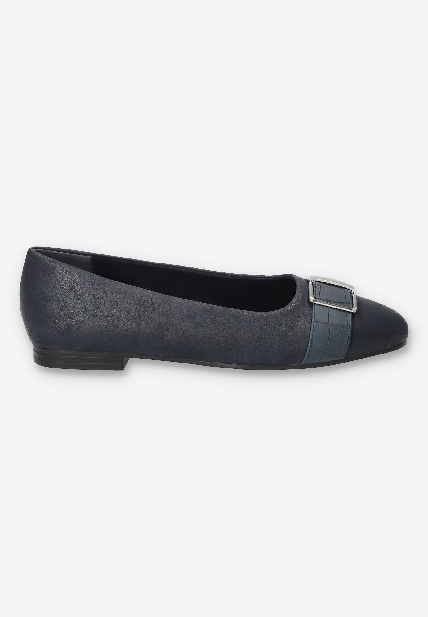 Keely Square Toe Flat, NAVY MATTE CROCO, alternate image number 2
