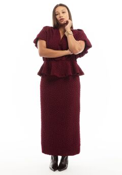 Textured Knit Column Midi Skirt