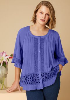 Lace-Trimmed Boho Blouse