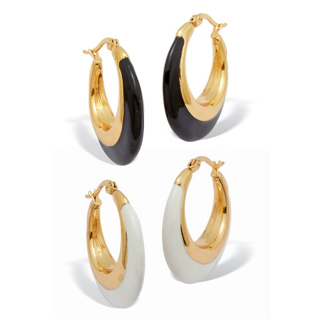 Yellow Gold Ion-Plated Eclipse 2-Set Hoop Earrings, YELLOW, hi-res image number null