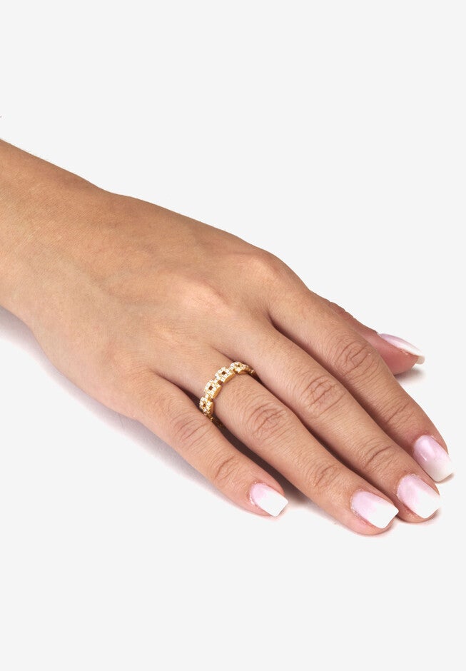 1.08 Tcw Round Cubic Zirconia Yellow Gold-Plated Sterling Silver Eternity Ring, , alternate image number 2