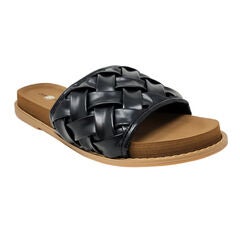 Basketweave Open-Toe Slide Footbed Sandal