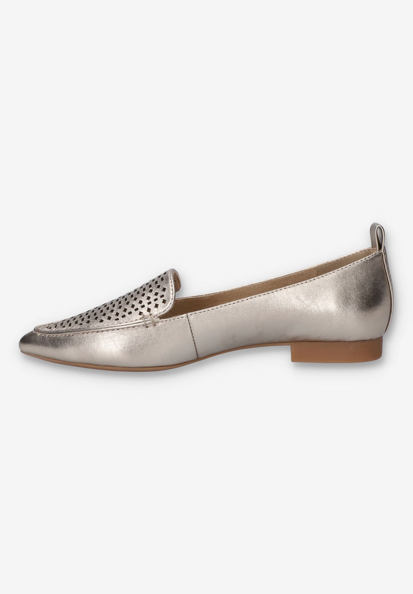Alessi Perf Pointed Toe Flat, CHAMPAGNE LEATHER, alternate image number 4