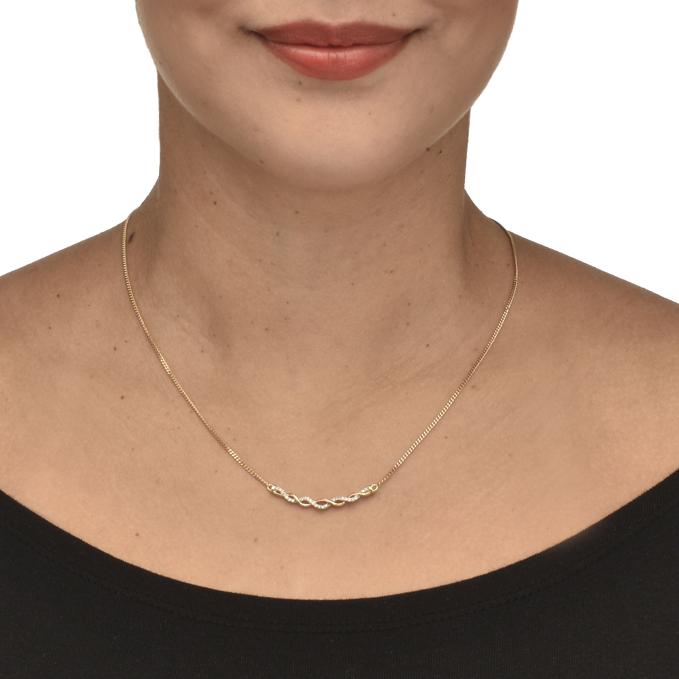 .12 TCW Diamond 18K Gold-Plated Sterling Silver Twisted Necklace 18 Inches, WHITE, alternate image number 2