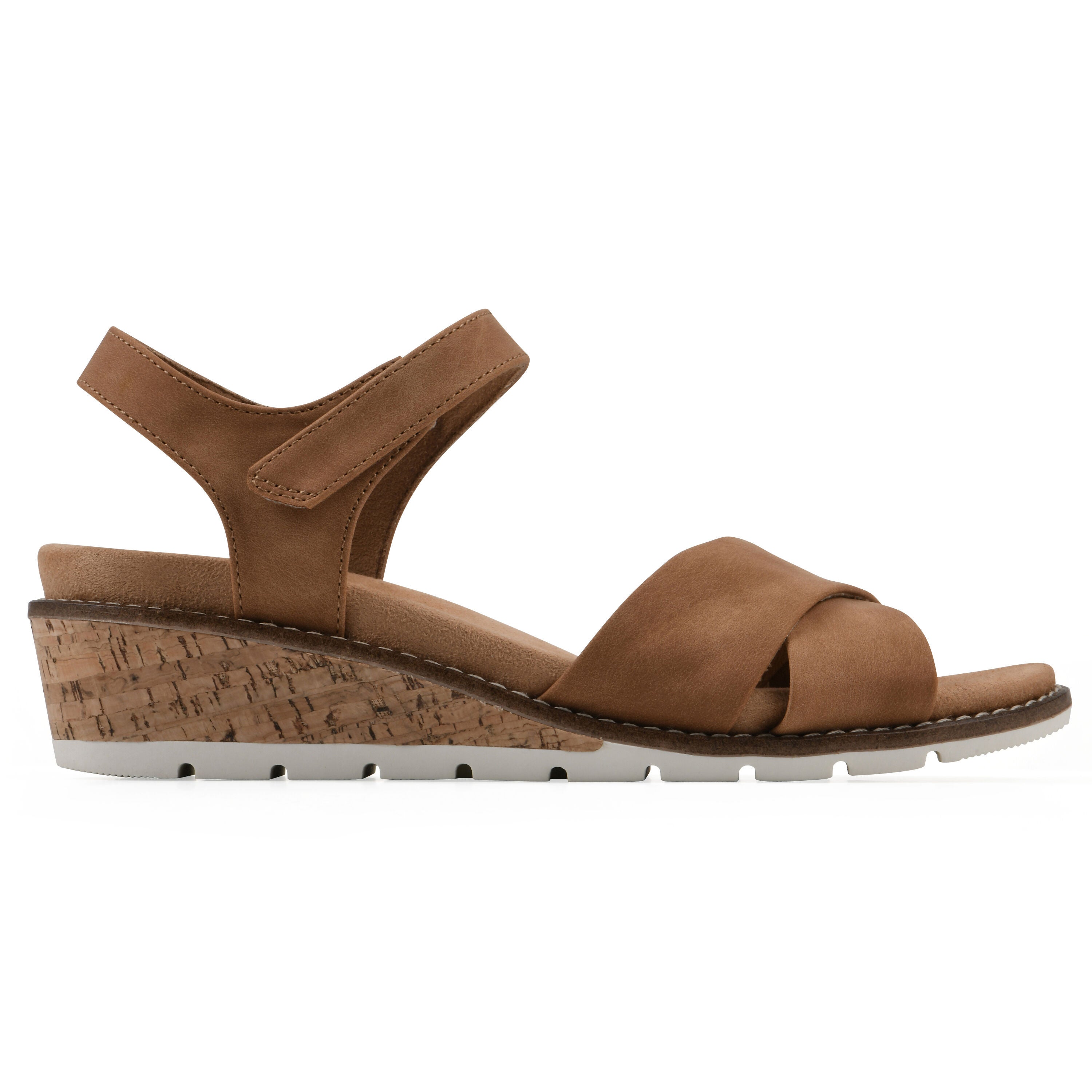 Tinna Wedge Sandal, TAN NUBUCK, alternate image number 2