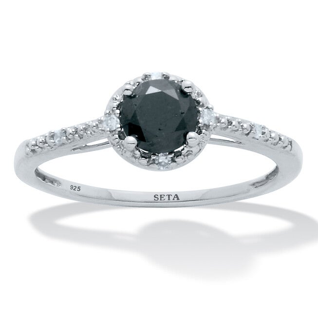 .53 TCW Black Diamond Sterling Silver Promise Ring, BLACK, hi-res image number null