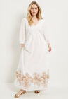 Eyelet-Trim V-Neck Maxi Dress, , alternate image number null