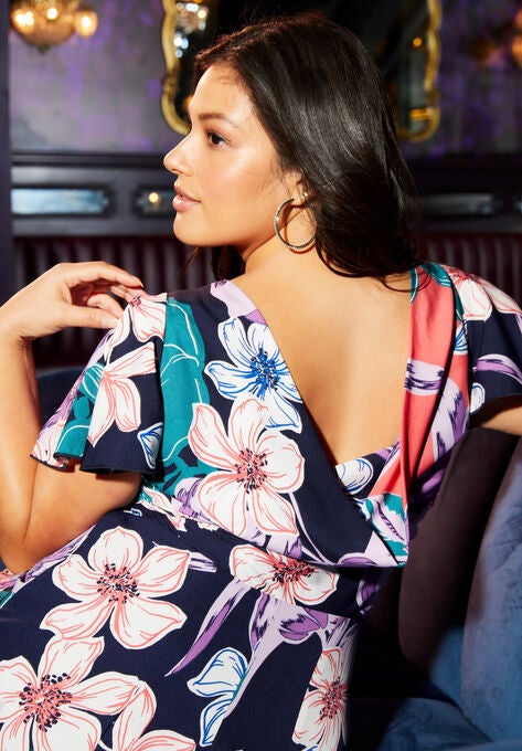 Flutter-Sleeve A-Line Dress, , alternate image number null