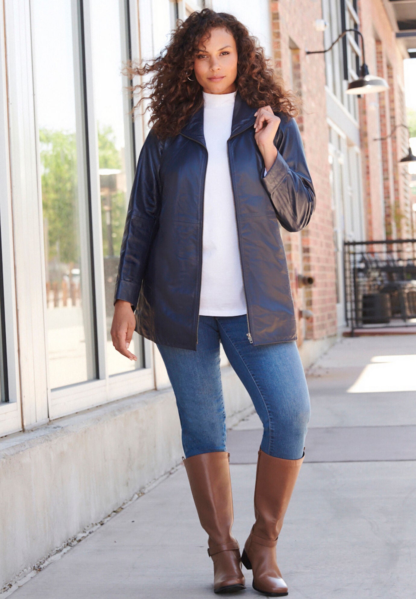 A Line Leather Jacket Woman Within