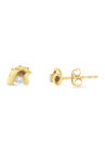 Yellow Gold Round Brilliantcut Diamond Espira Swirls Solitaire Push Back Stud Earrings, , on-hover image number null