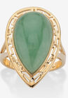 Yellow Gold Over Sterling Silver Genuine Green Jade Cutout Halo Ring, JADE, hi-res image number null