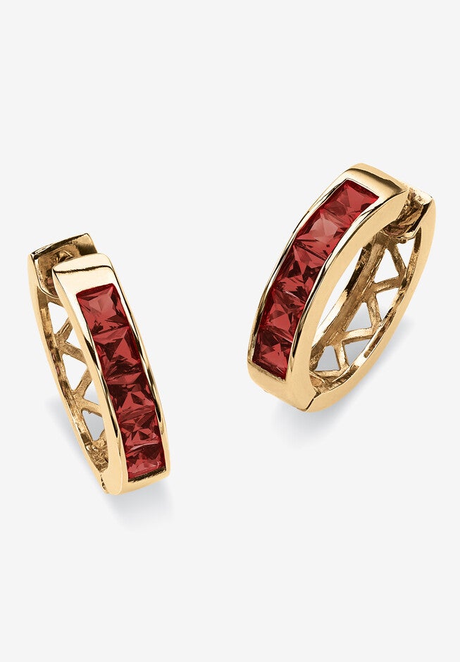 Birthstone Gold-Plated Huggie Earrings, JANUARY, hi-res image number 0