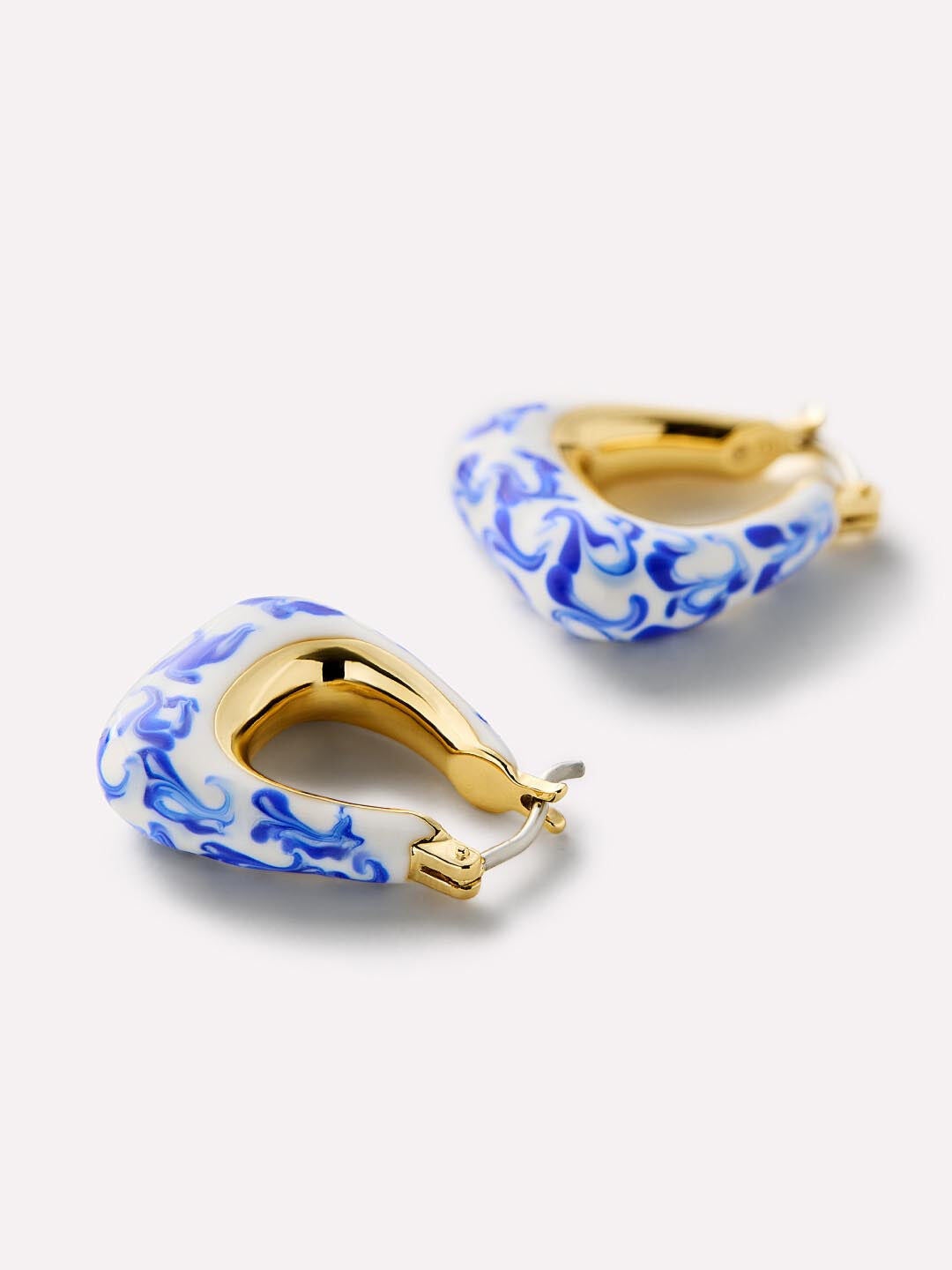 Statement Earrings - Dakota Marble Blue, GOLD, alternate image number 5