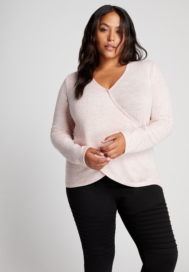 Cross-Front SuperSoft Knit Top., SOFT BLUSH, hi-res image number null
