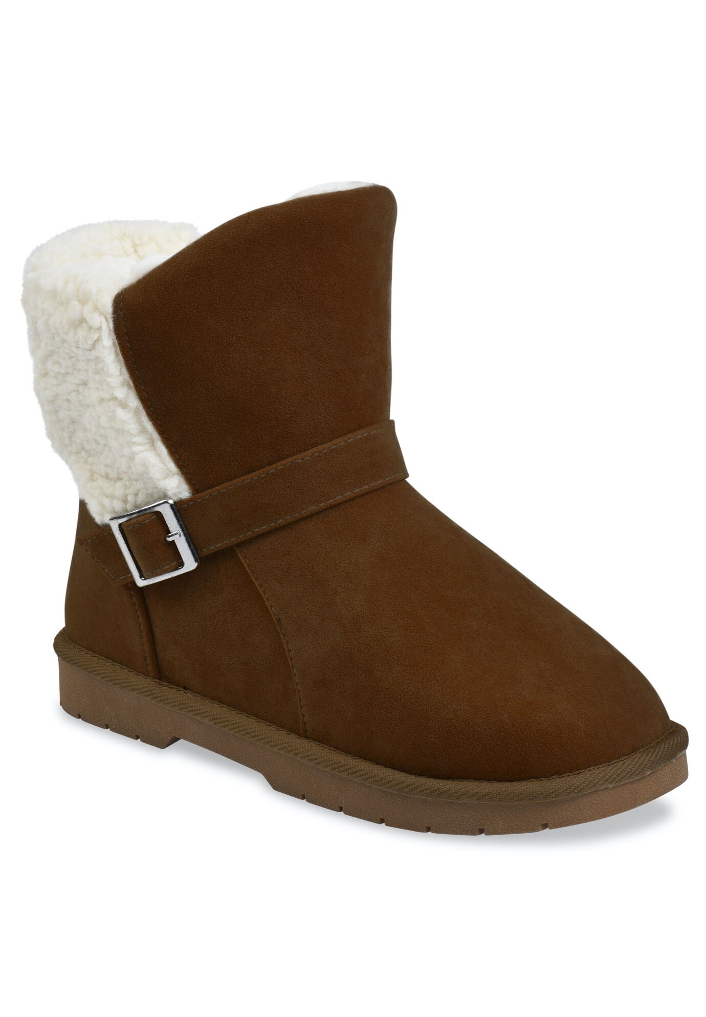 Faux Suede With Berber Back Ankle Boot, TAN, hi-res image number 0