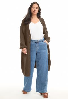 Midi-Length Button-Down Cardigan