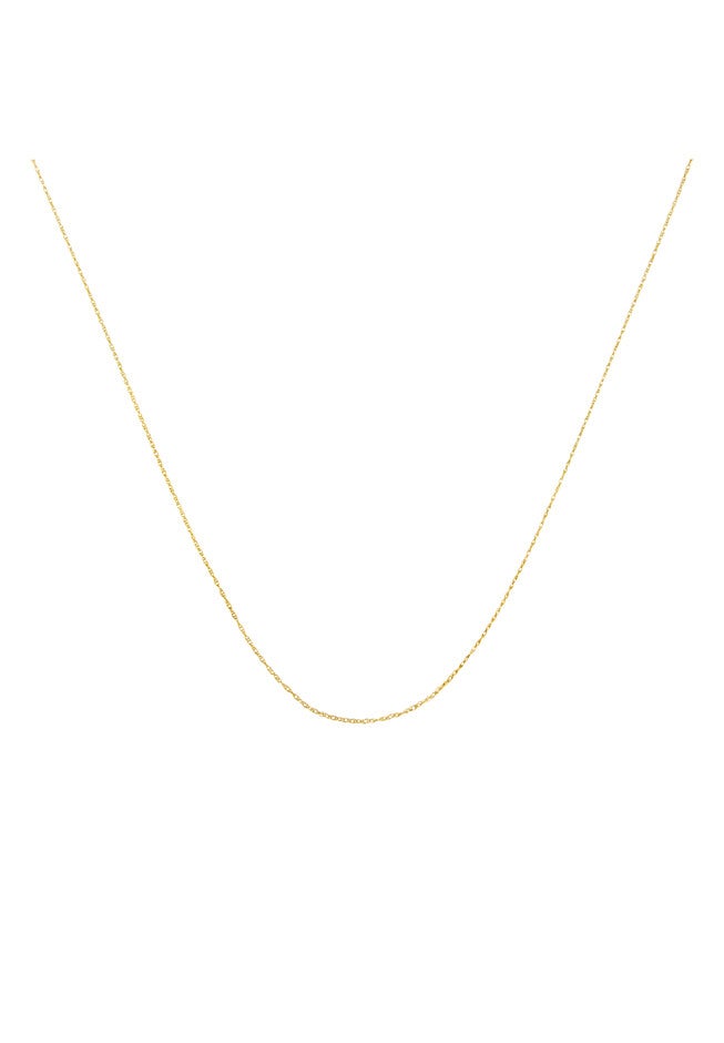 Solid Yellow Gold Slim And Dainty Rope Chain Necklace Unisex Chain 16 inches, YELLOW GOLD, hi-res image number 0