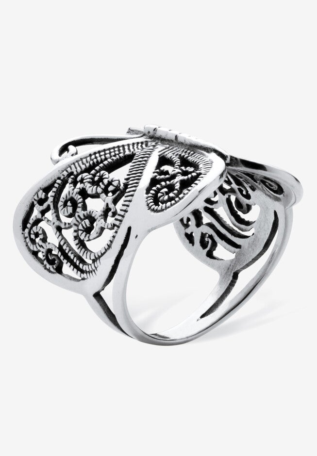Filigree .925 Sterling Silver Butterfly Wrap Ring, , on-hover image number null