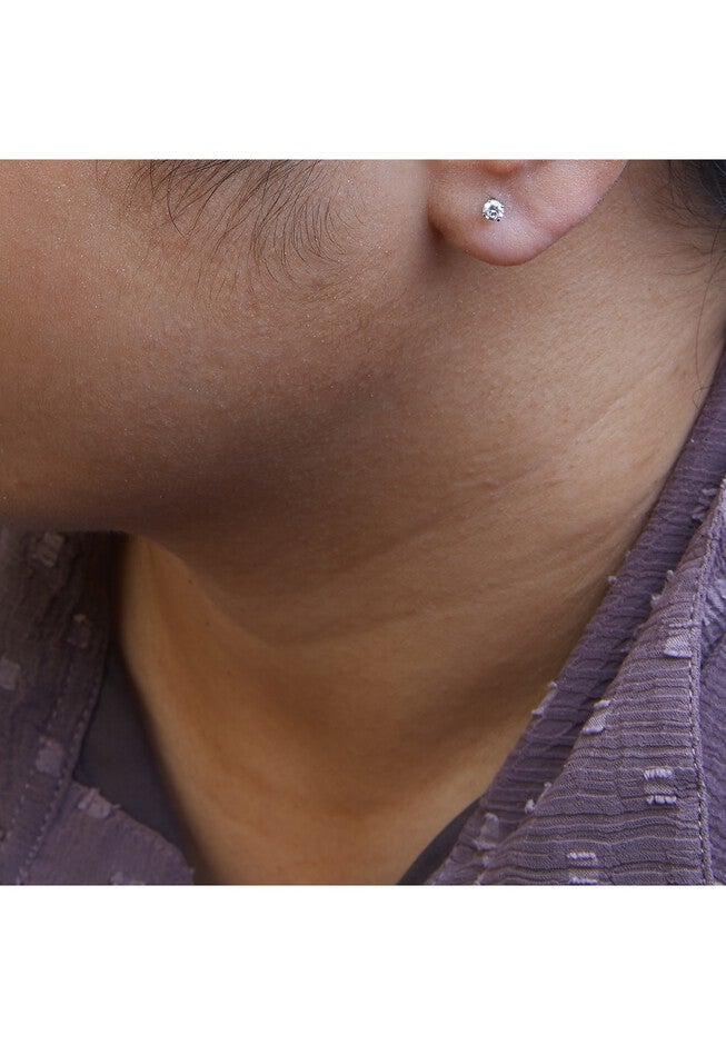 14K White Gold 1/4 Cttw Lab Grown Diamond 4-Prong Classic Solitaire Stud Earrings, , alternate image number 3