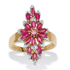 2.20 TCW Marquise Cut Genuine Ruby 14k Yellow Gold-Plated Sterling Silver Ring