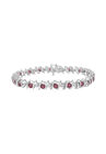 Sterling Silver Gemstone & Round Diamond Tennis Bracelet Pink Tourmaline October Birthstone, WHITE, hi-res image number null