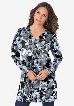 Plus Size Cotton Ultimate Long Sleeve V-Neck Tunic