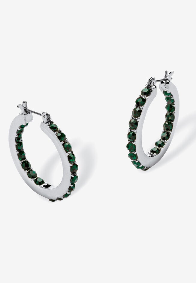 Birthstone Inside-Out Hoop Earrings In Silvertone (31Mm), MAY, hi-res image number 0