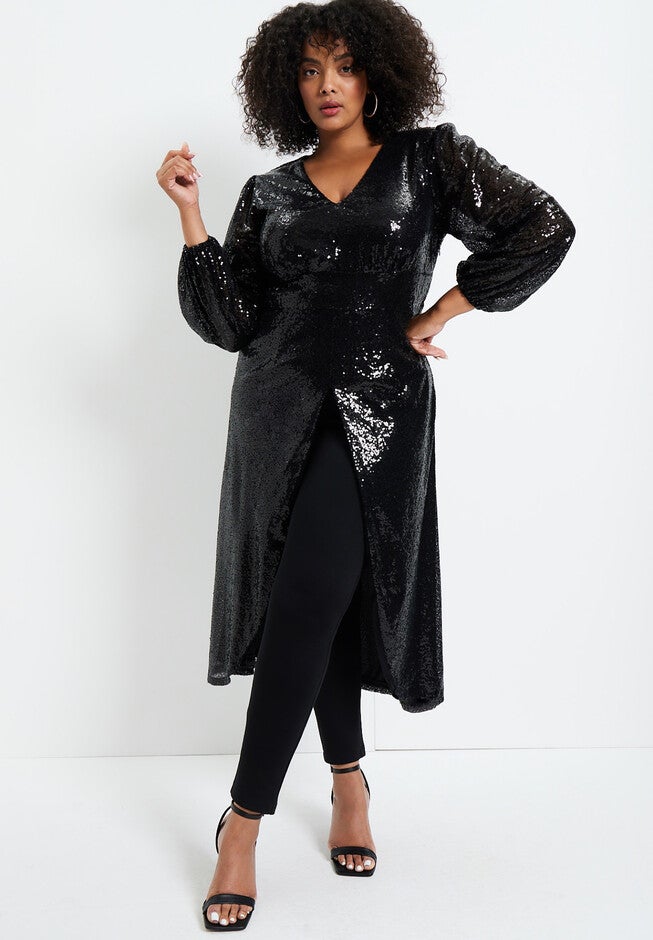 Faux Wrap Sequin Maxi Top, , alternate image number 3