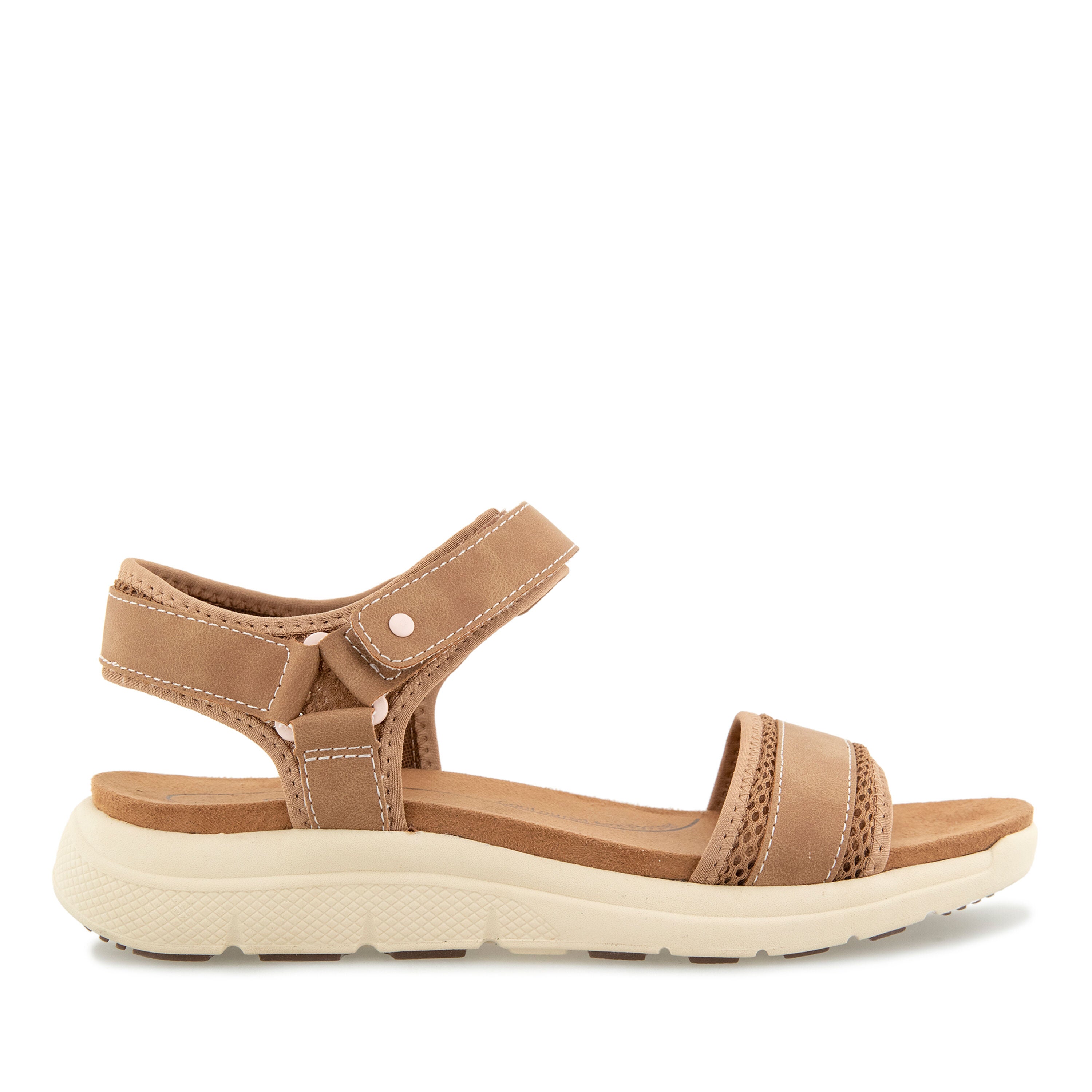 Ellewood Hook and Loop Flat Sandal, TAN PETAL, alternate image number 2