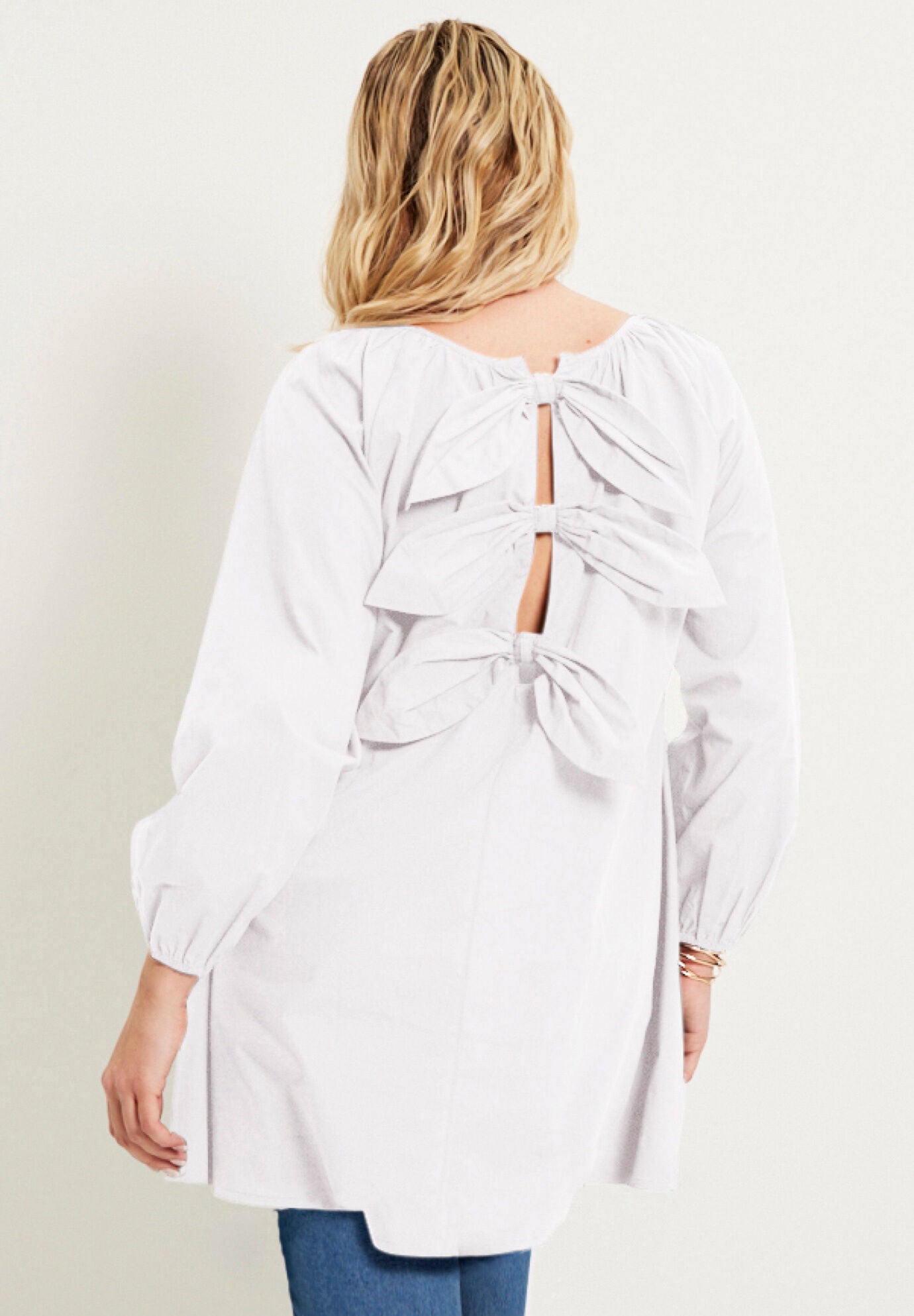 Bow-Back Puff Sleeve Top, , on-hover image number 1