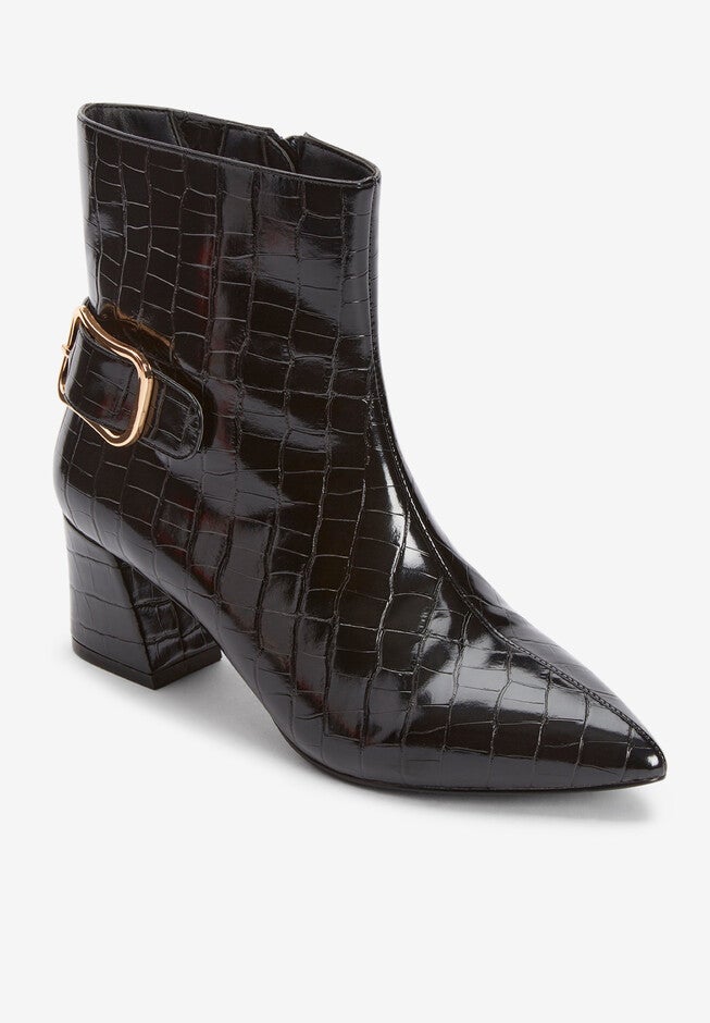 The Calliope Bootie By Comfortview, BLACK CROCO, hi-res image number 0
