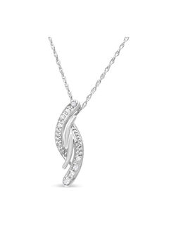 Silver Diamond Accent Bypass Curve 18" Pendant Necklace
