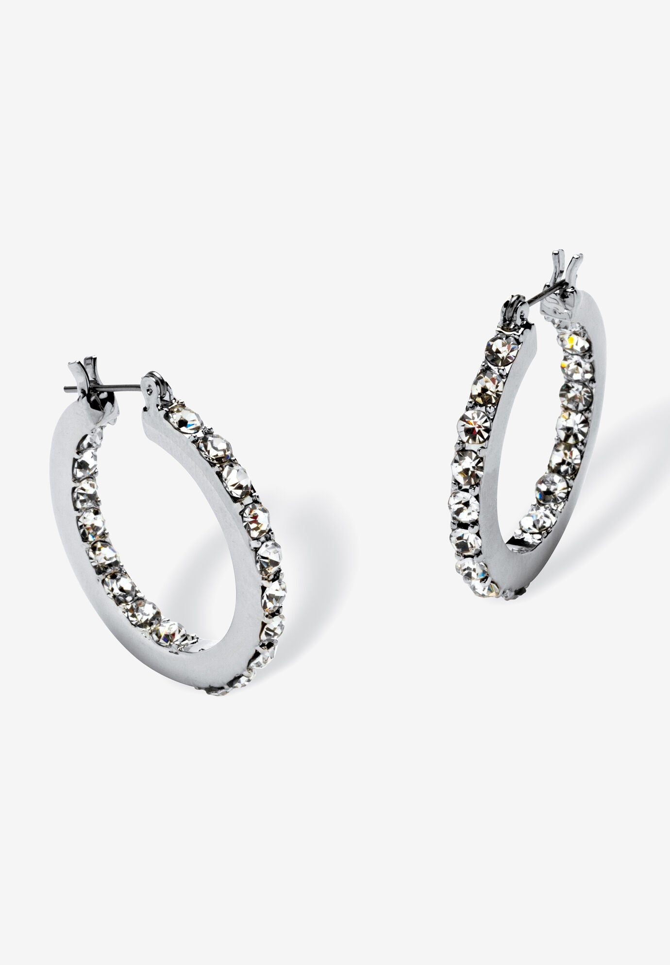 Birthstone Inside-Out Hoop Earrings In Silvertone (31Mm), APRIL, hi-res image number 0